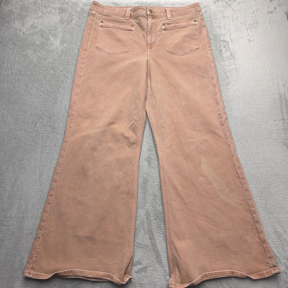 American Eagle Jeans Womens 14 Long Pink High Rise Flare Wide Leg Boho Pants
